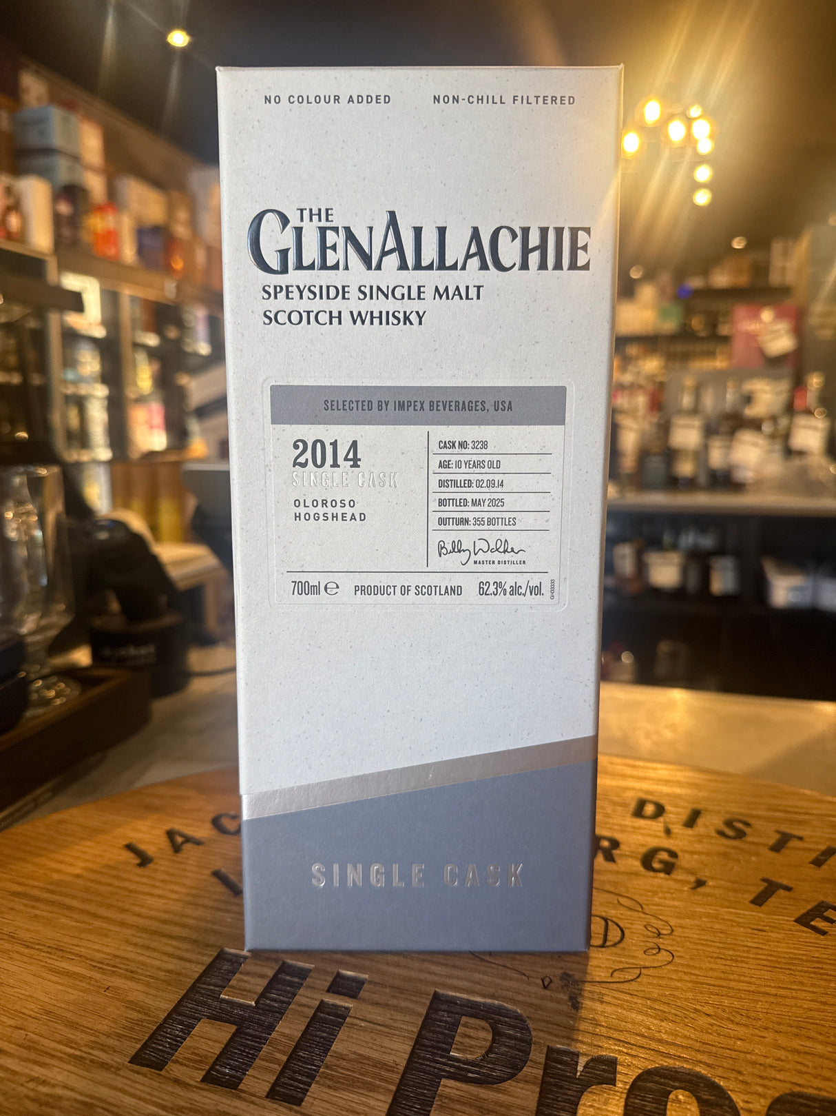 GlenAllachie 2014 10 year Oloroso Hogshead Cask #3238 700 ml 62.3% alc.