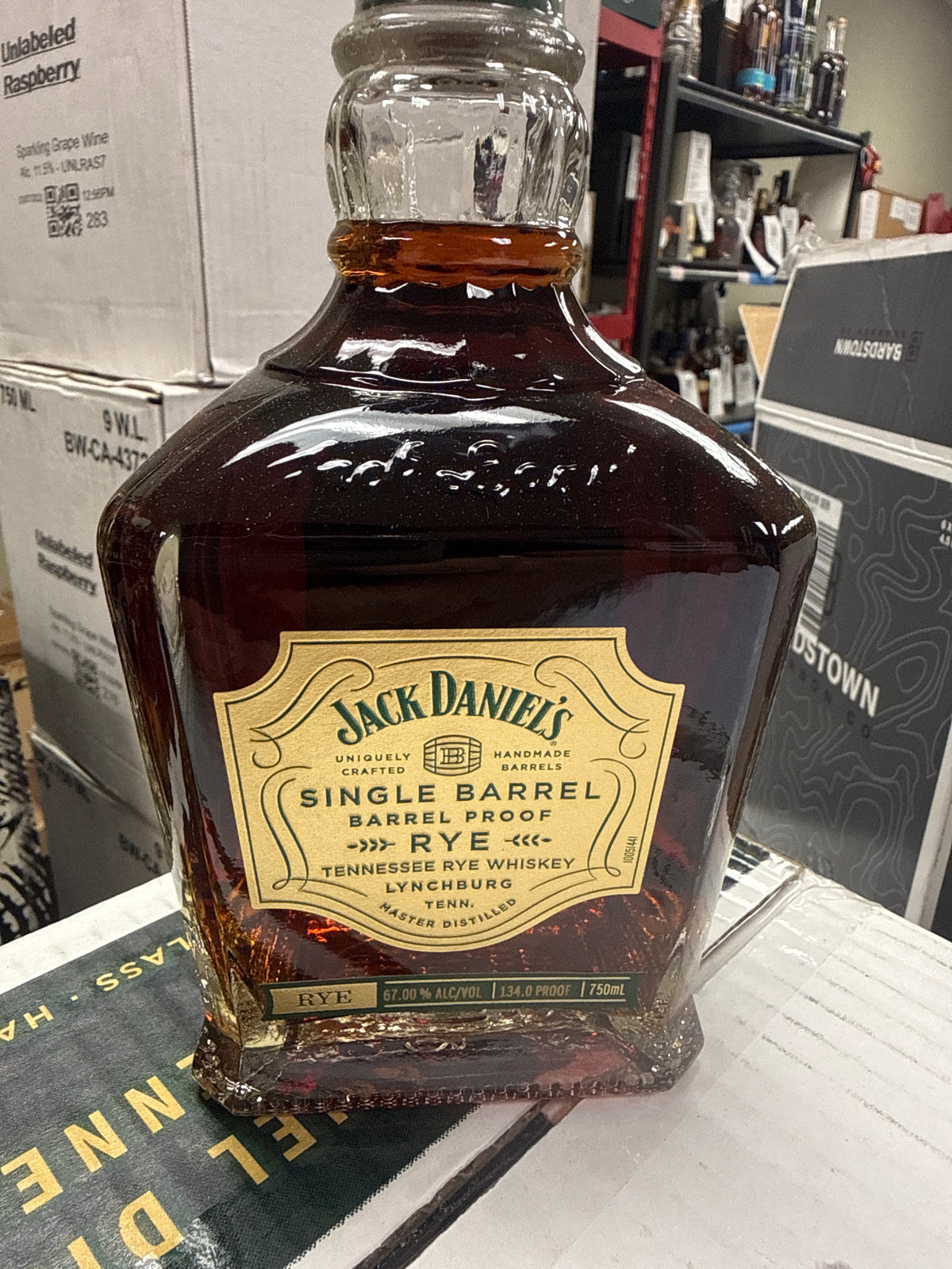 Jack Daniels Barrel Proof Single Barrel Cask Strength Tennessee Straight Rye Whiskey 750 ml warehouse 1-10 , 134 proof