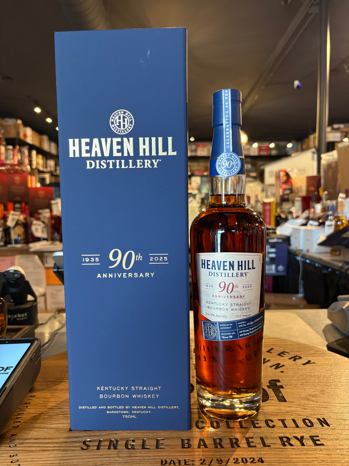 instore pickup only - Heaven Hill 90th Anniversary 9 Year Kentucky Straight Bourbon 750m + 6 of heaven hill 7 year with glencairn gift PACK BUNDLE