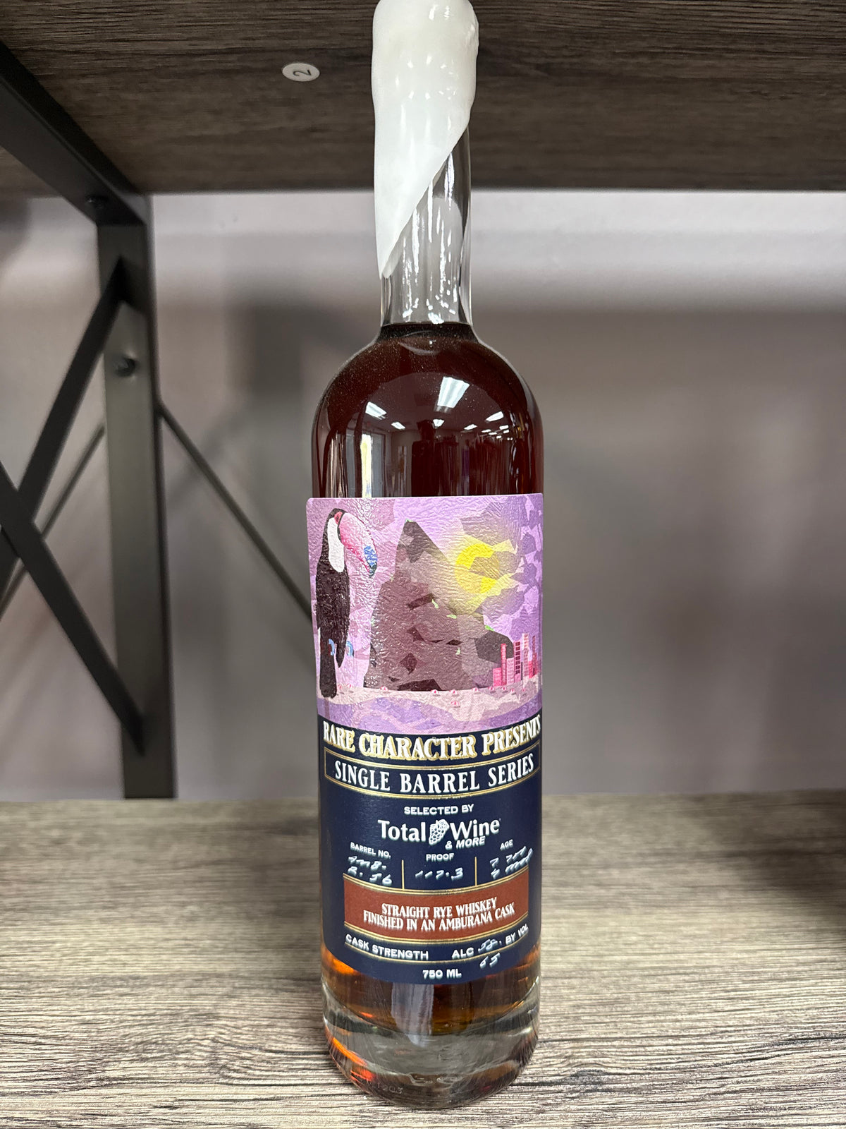 Rare Character Presents Rye Single Barrel 117.3 Proof amburana cask finish 750ml