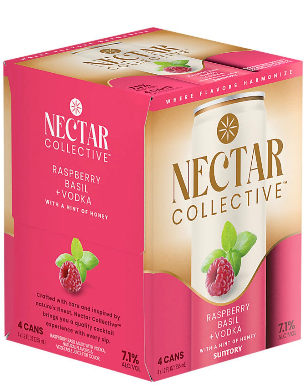 Nectar Collective Nectar Collective Raspberry Basil + Vodka Sparkling Cocktail 4pk/12 Fl Oz Cans