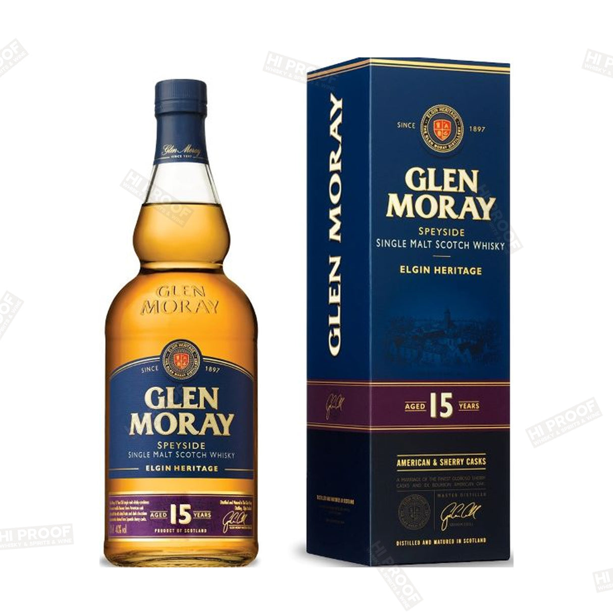 Glen Moray 15 Year Old Heritage Speyside Single Malt Scotch Whisky 750ml