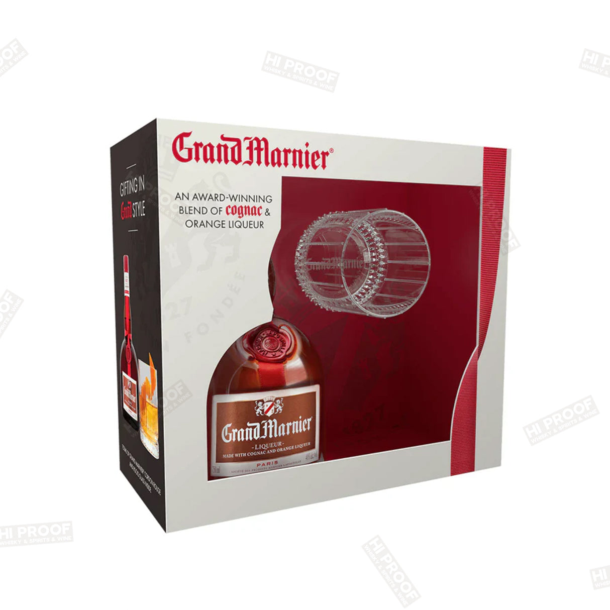 Grand marnier liqueur with rock glass gift set 750ml