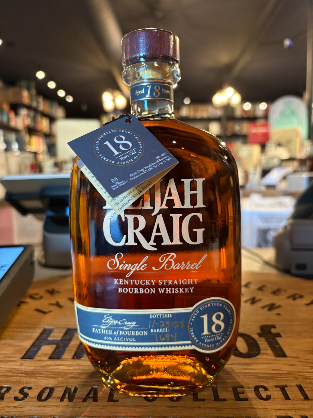 Elijah Craig Single Barrel 18 Year Old Kentucky Straight Bourbon Whiskey 750ml