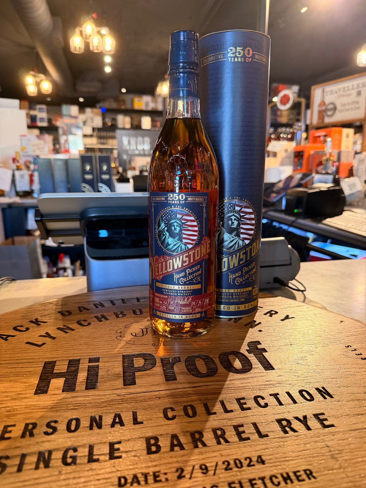 Yellowstone celebrates the 250th Anniversary Limited Release single barrel Aged 7 Year Hi Proof Store Pick Straight Bourbon 100 Proof 750ml