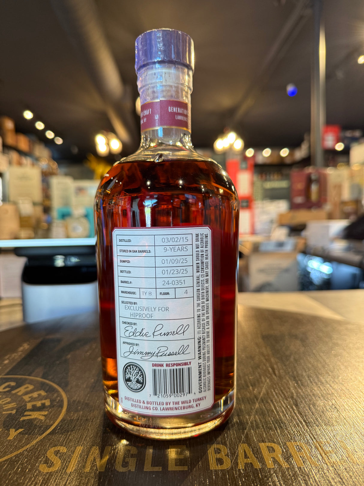 Russell’s Reserve Hi Proof store Pick Single Barrel (TY-B) 9 YEARS