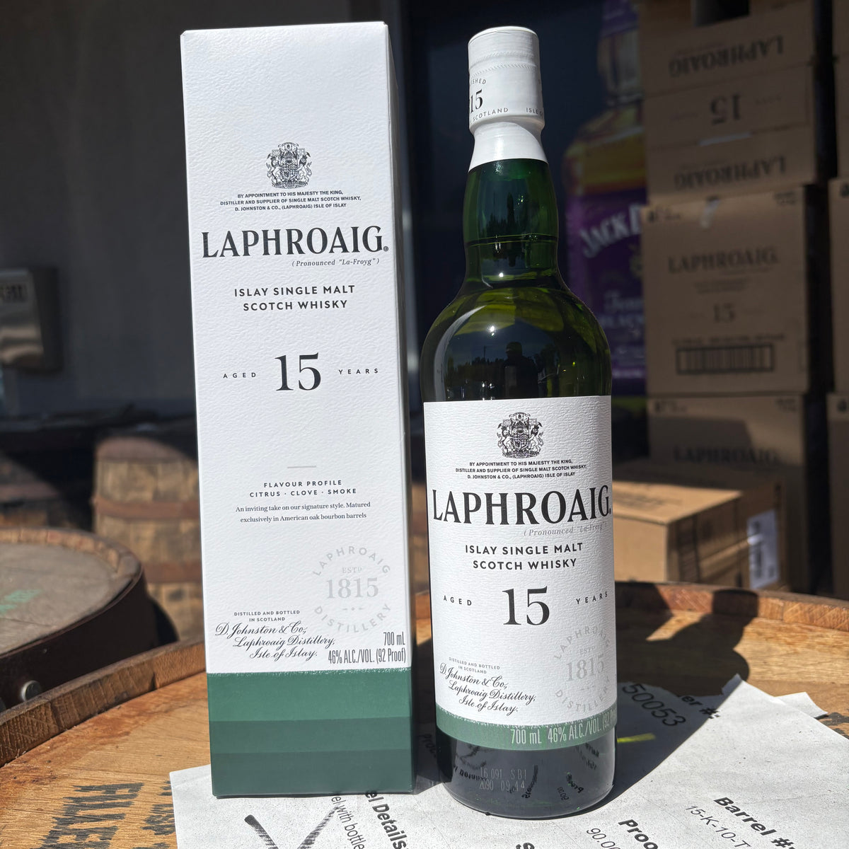 Laphroaig 15 year Islay Single Malt Scotch Whisky 700ml – Hi Proof
