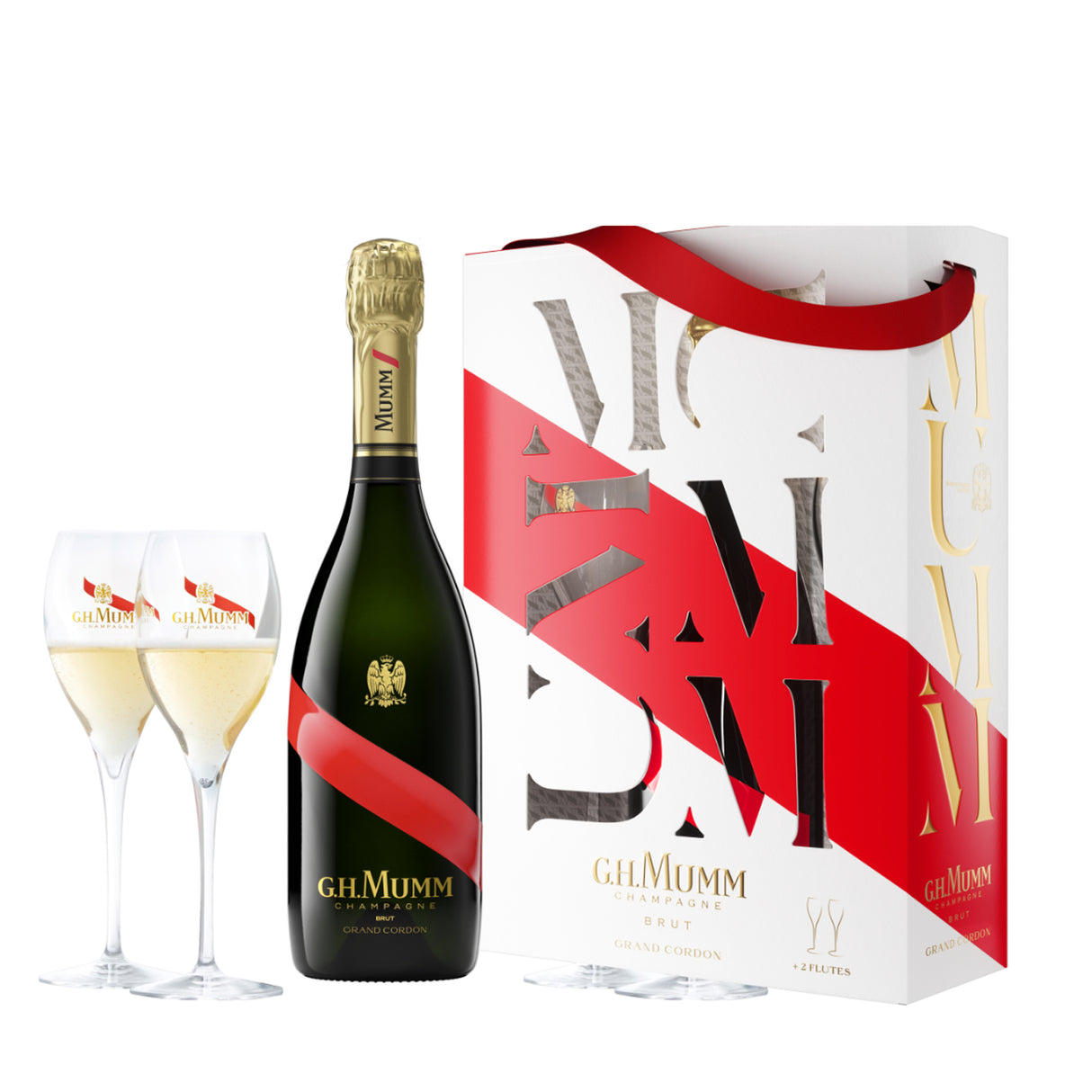 G.H MUMM GRAND CORDON 2 FLUTE FESTIVE GIFTSET 750 ML