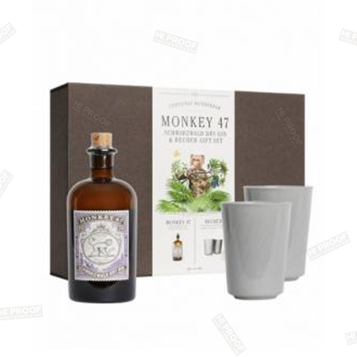 Monkey 47 Schwarzwald Dry Gin and 2 Ceramic Cups Gift Set (375ml)
