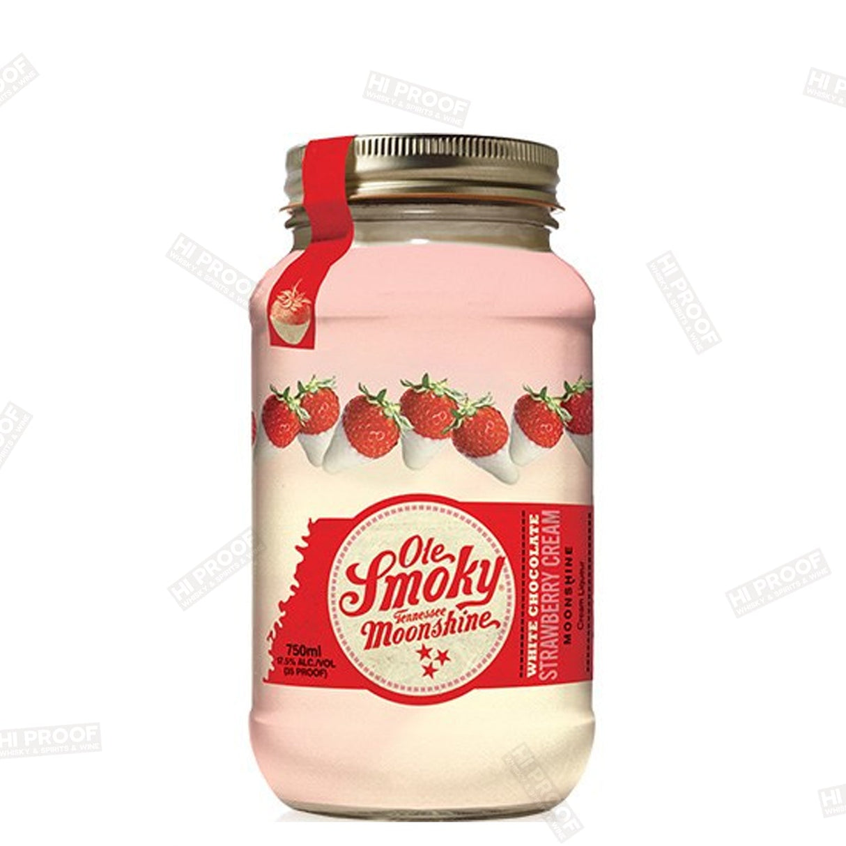 Ole Smoky Moonshine White Chocolate Strawberry Cream 750ml - Hi Proof - OLE SMOKY MOONSHINE
