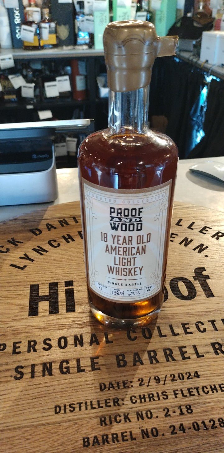 Proof & Wood 18 Year American Light Whiskey Single Barrel Barrel Proof HI PROOF Store Pick 750mL - Hi Proof - Proof & Wood