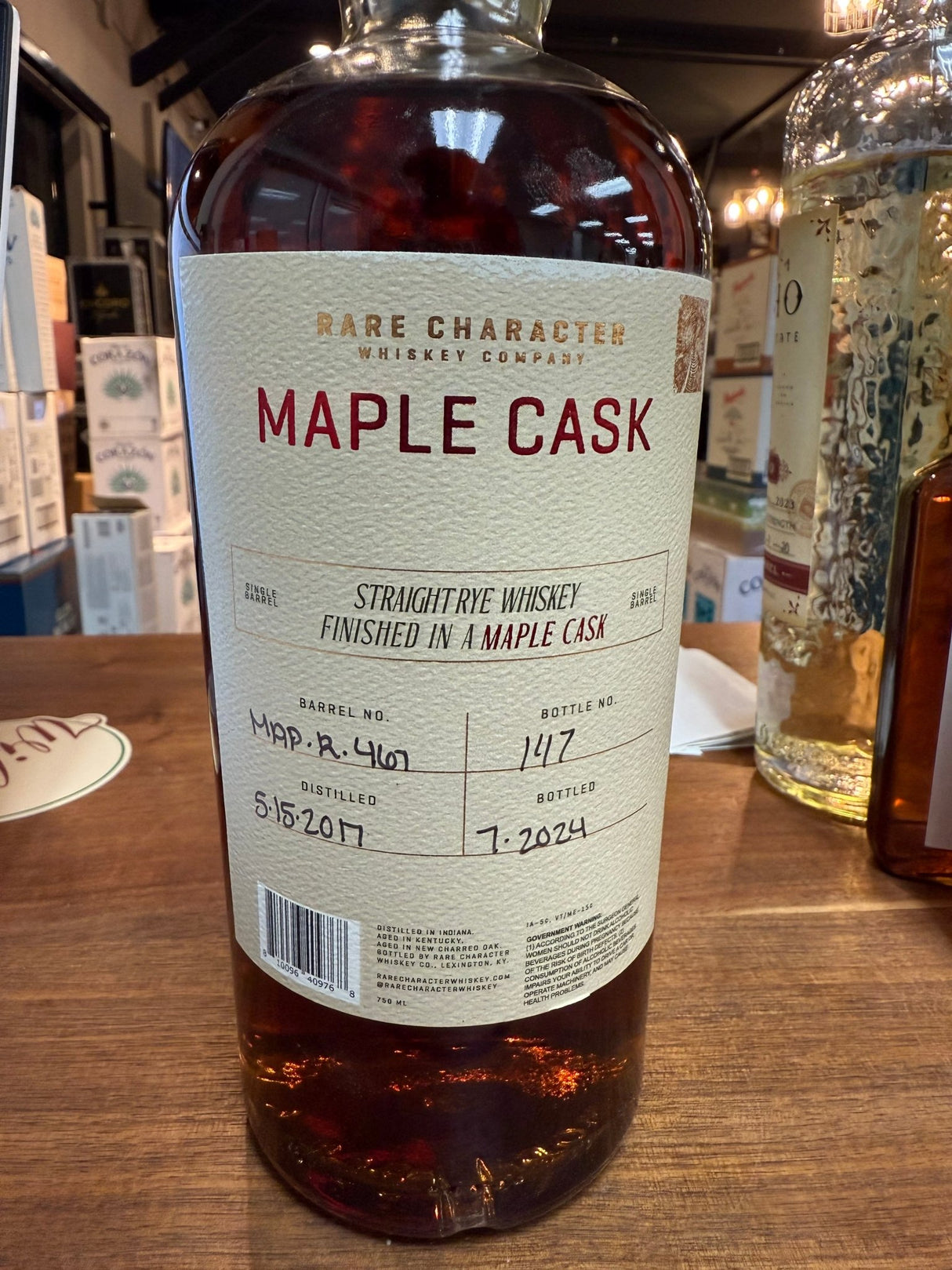 Rare Character Maple Cask Finished Rye Whiskey 750ml 110.22 proof 7.2 year - Hi Proof - Rare Character
