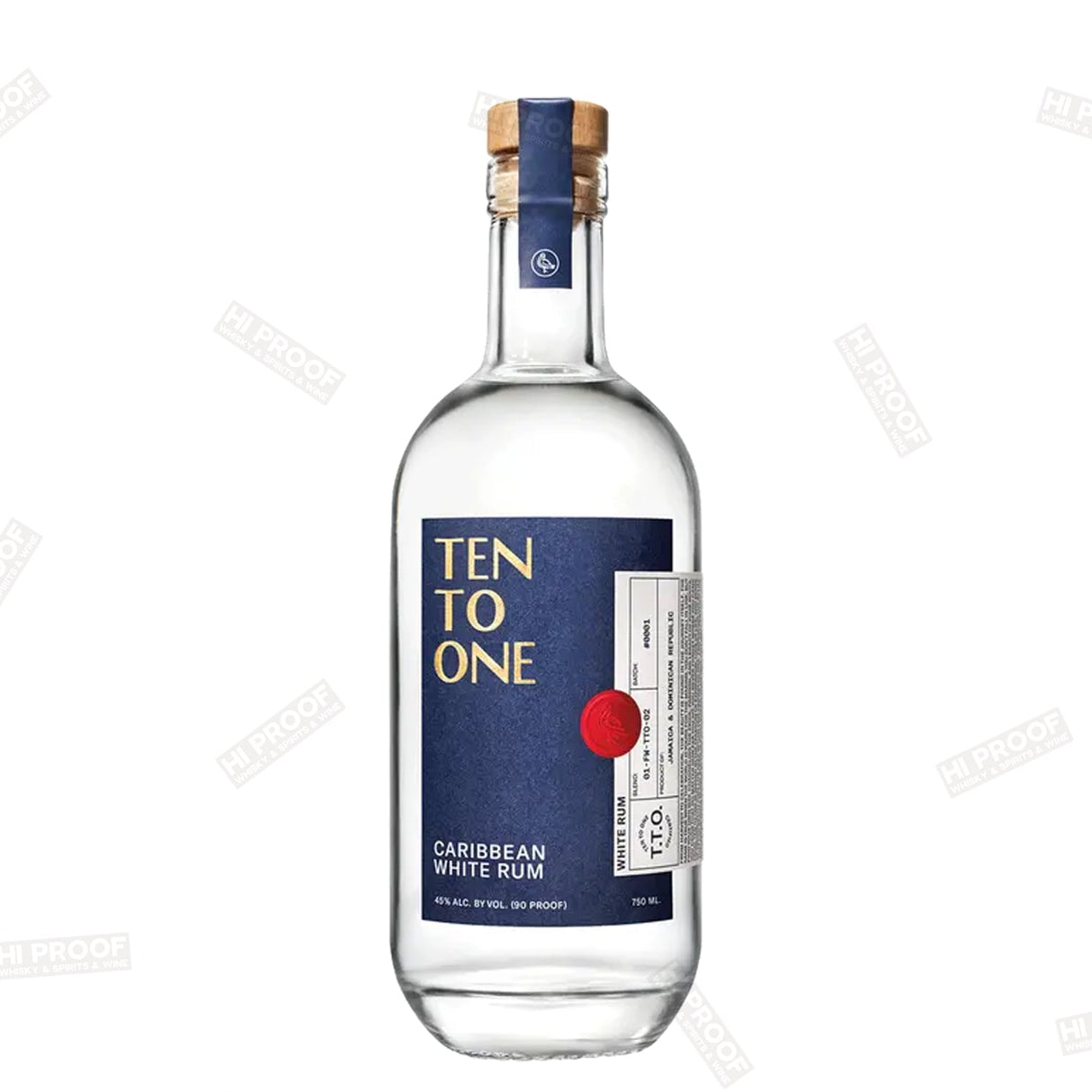 Ten To One Caribbean White Rum 750ml - Hi Proof - Ten to One