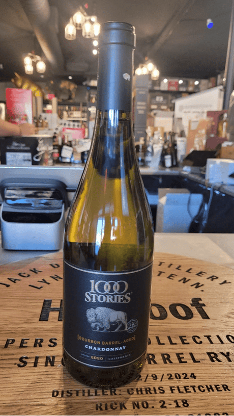 1000 St Ories California Bourbon Barrel Aged Chardonnay 2020 750mL wine bottle on white background