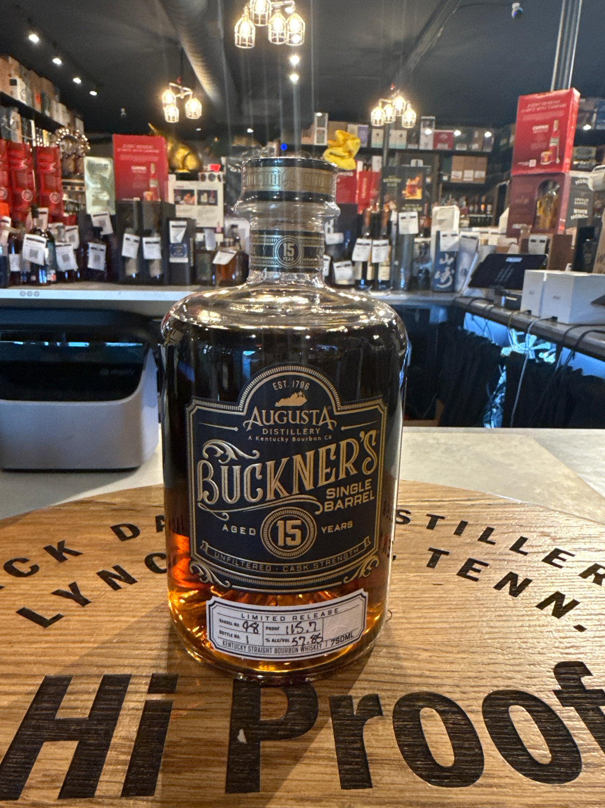 Buckner's 15 Year Single Barrel Hi Proof Pick 750 mL (75% corn, 13% rye, and 12% barley mash bill)