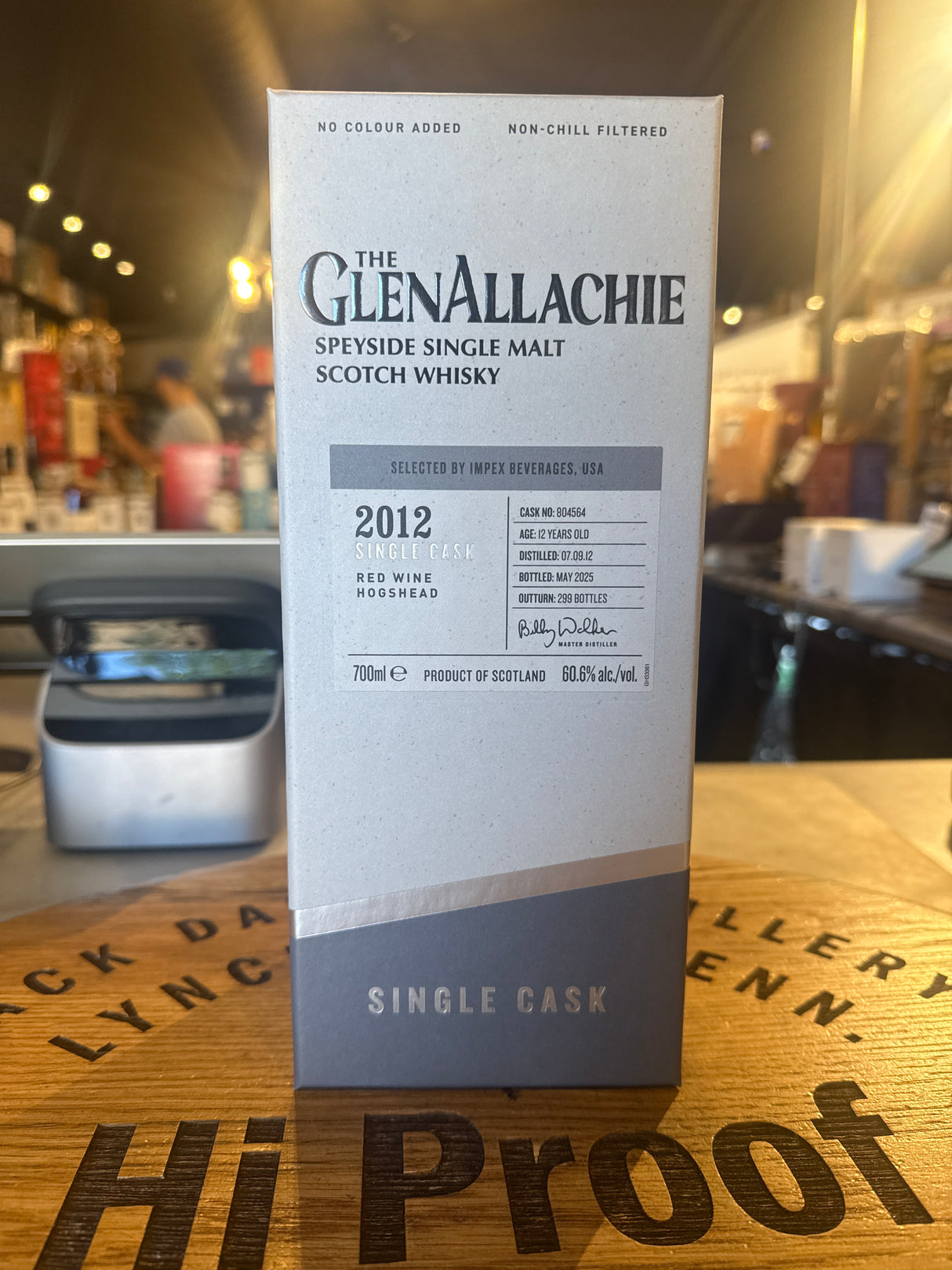 GlenAllachie 2012 12 year Red Wine Hogshead Cask #804564 700 mL 60.6% Alc