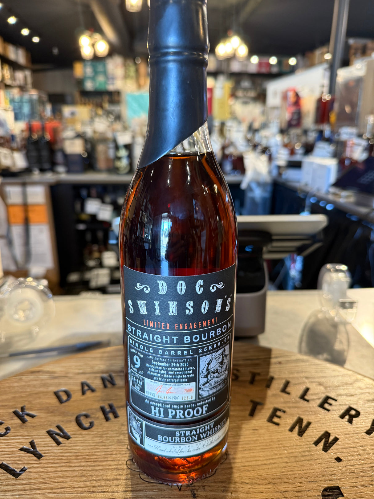 Doc Swinsons 9 Year 128.9 proof Single Barrel Bourbon Hi Proof Store Pick 750mL