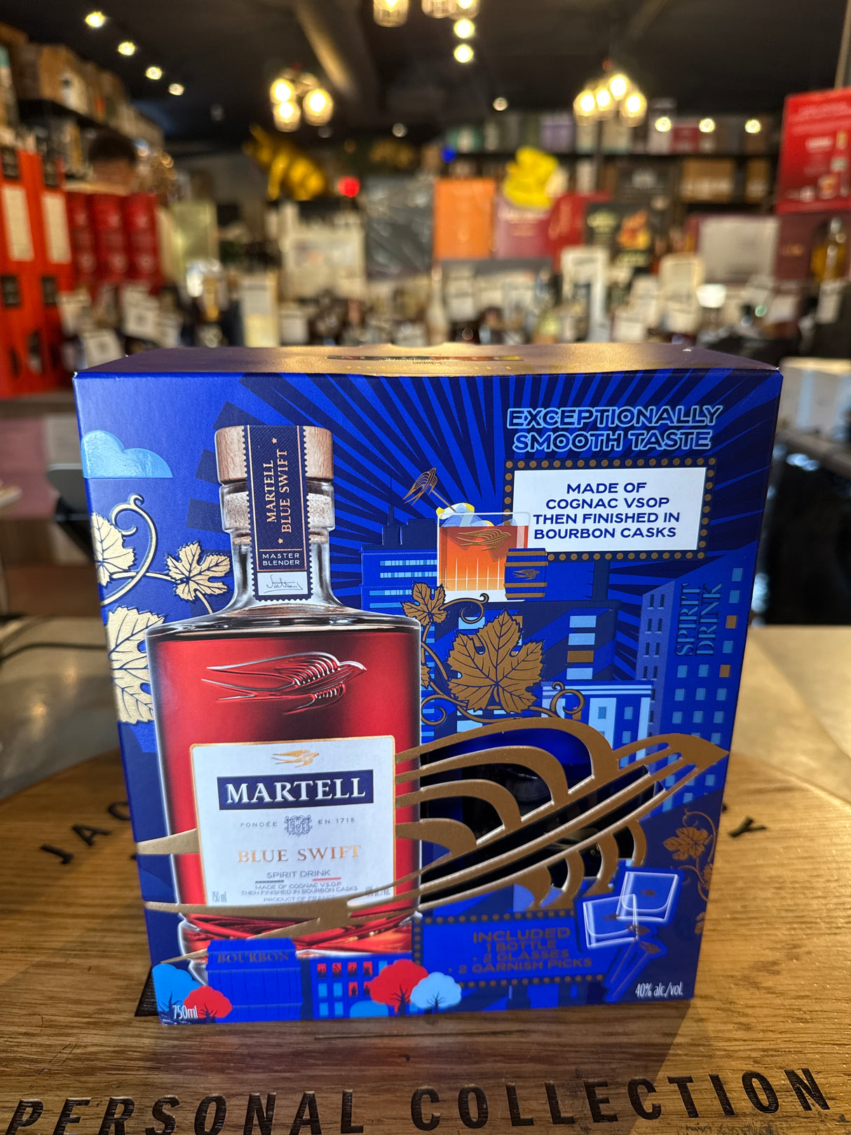 Martell Blue Swift VSOP Cognac W. Rock Glass & Garnish Picks 750ml Gift Pack