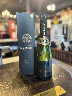 2015 Pol Roger Brut Vintage Champagne 750ml bottle with elegant gold foil and classic French design