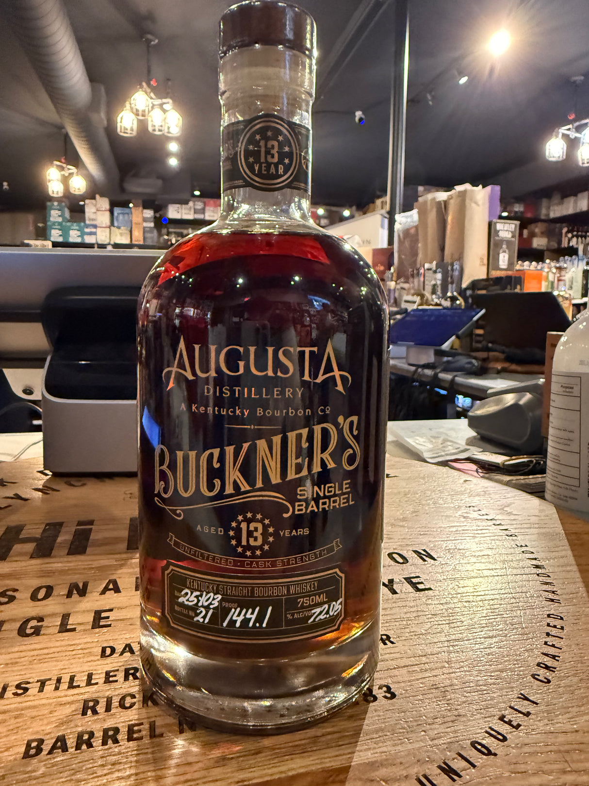 Augusta Distillery Buckner's Single Barrel 13 Year 144.1 Proof hi proof pick