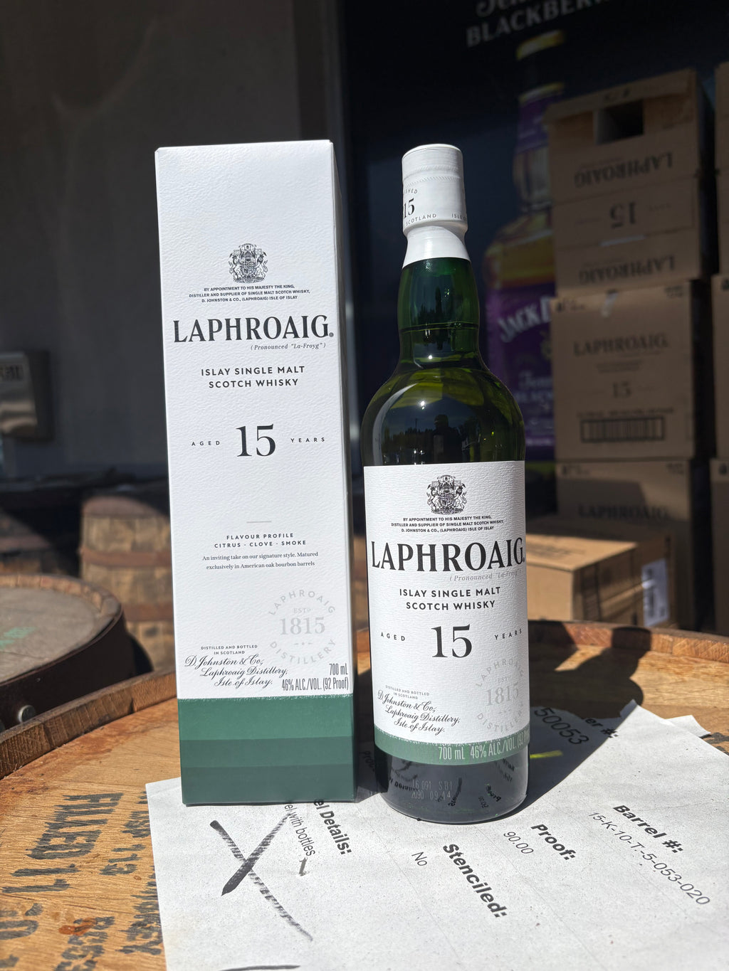 Laphroaig 15 year Islay Single Malt Scotch Whisky 700ml – Hi Proof