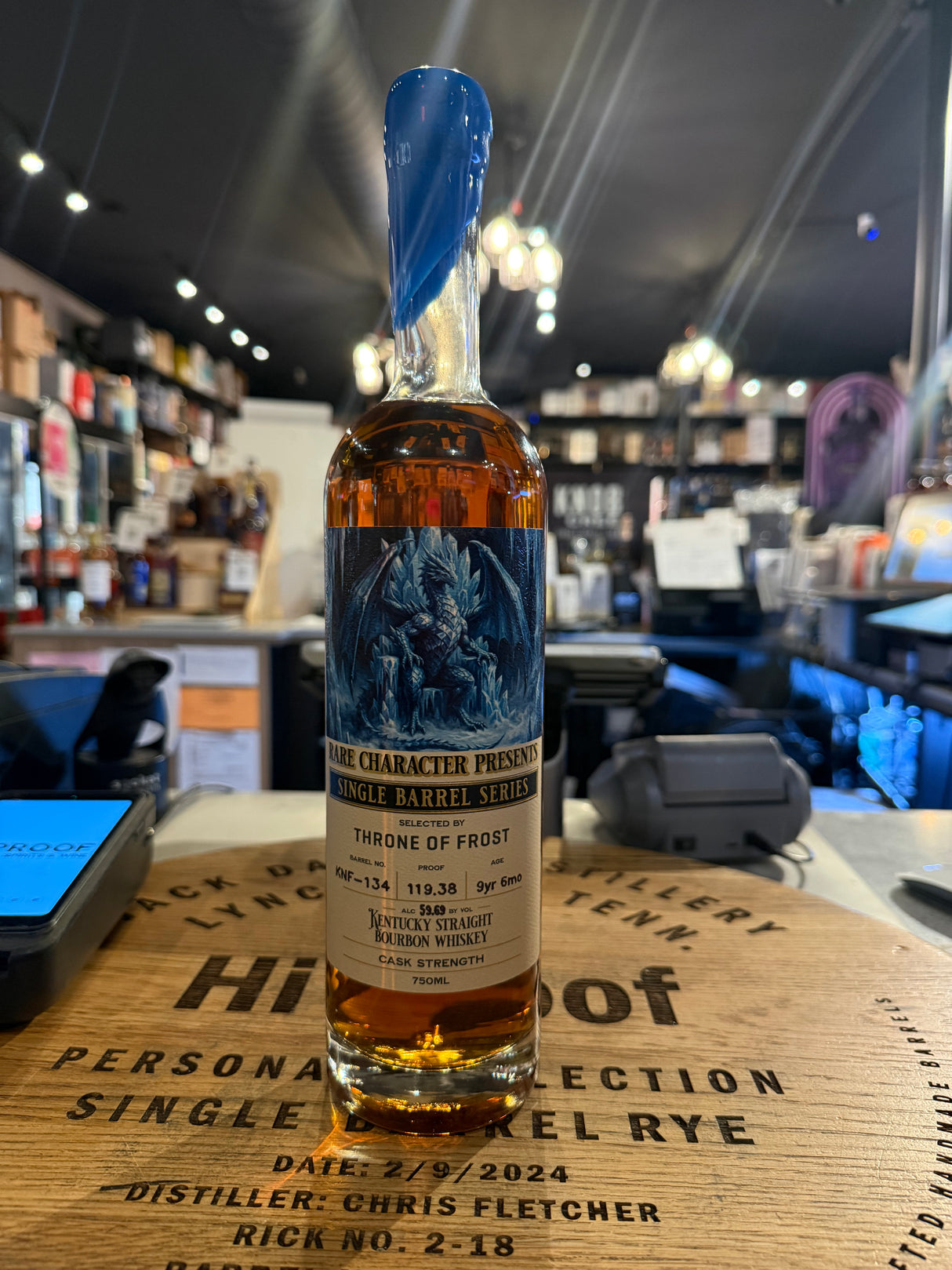 Rare character Bourbon Kentucky Straight KNF-134 Hi Proof Store Pick Throne of Frost 750ml
