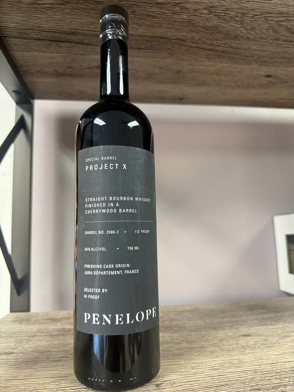 Penelope Porject X finished in a Cherrywood Barrel. 112 proof barrel no 2586-2 750 ml