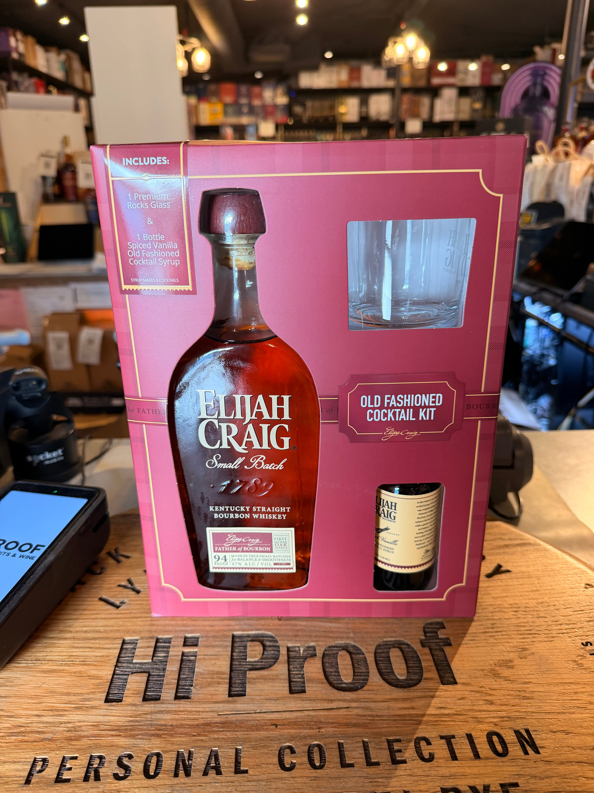 Elijah Craig Small Batch Bourbon with Rocks Glass & Old Fashioned Cocktail Kit Gift Pack 750ml