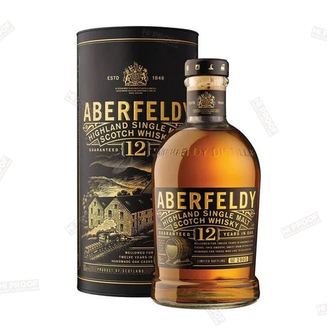 Aberfeldy 12 Year Old Highland Single Malt Scotch Whisky Tin Box 750ml - Hi Proof - Aberfeldy