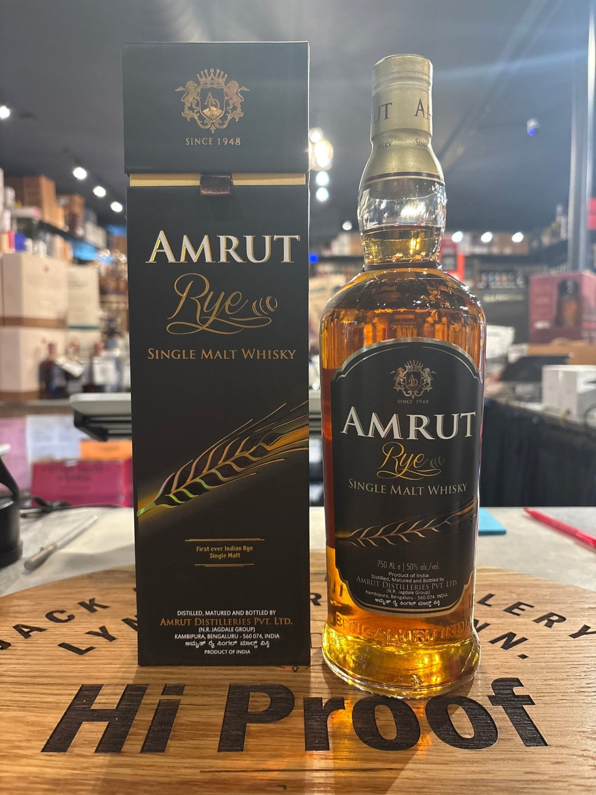 Amrut Rye Single Malt Whisky 100 Proof 750ml, India - Hi Proof - Amrut