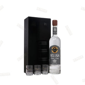Beluga Vodka Gold Line 750mL & 3x Shot Glass Gift Set - Hi Proof - Beluga