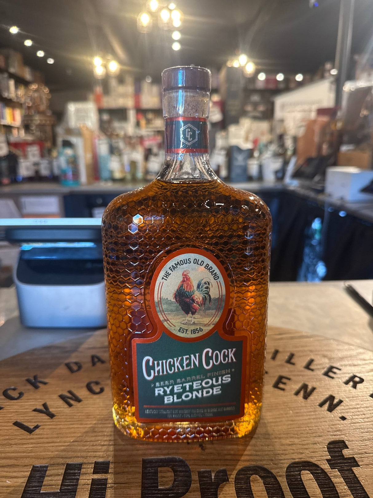 Chicken Cock Ryeteous Blonde Beer Barrel Finish Straight Rye Whiskey 750ml - Hi Proof - Chicken cock