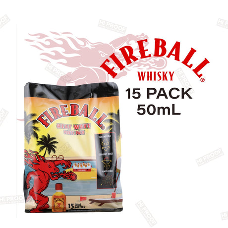 Fireball Cinnamon Whiskey Summer Bag 50 ml 15 pack - Hi Proof - Fireball