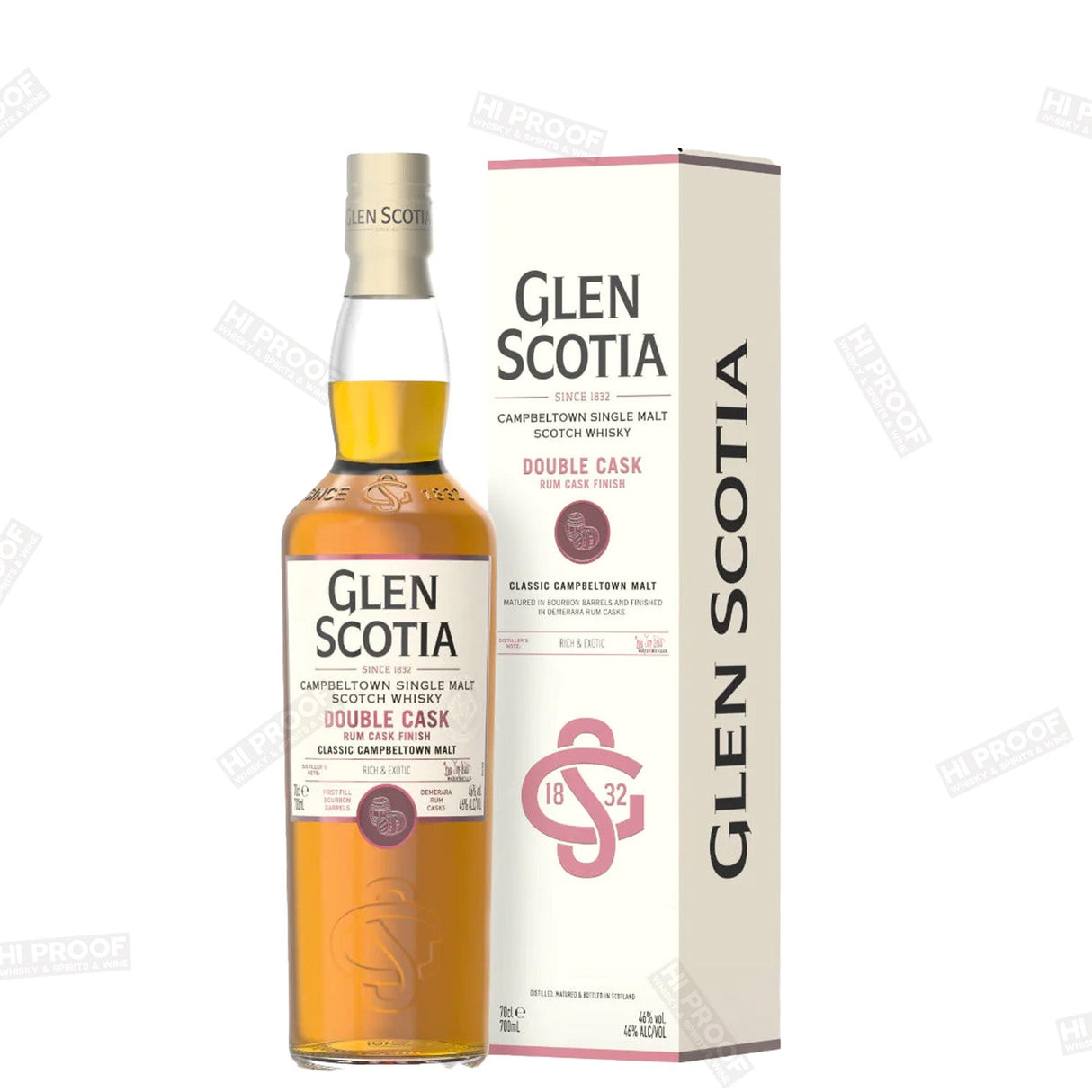 GLEN SCOTIA DOUBLE CASK 46% WHISKY 750ML BOURBON BARRELS & FINISHED IN DEMERARA RUM CASKS CAMPBELTOWN - Hi Proof - Glen Scotia