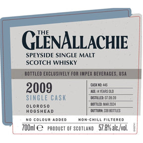GlenAllachie 2009 Single Cask 14 years CASK 446 - Hi Proof - Glenallachie