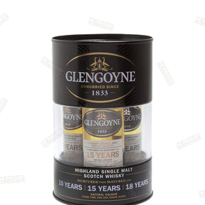 GLENGOYNE TIN PACK MINIATURE 10 YEARS, 15 YEARS, 18 YEARS - Hi Proof - GLENGOYNE