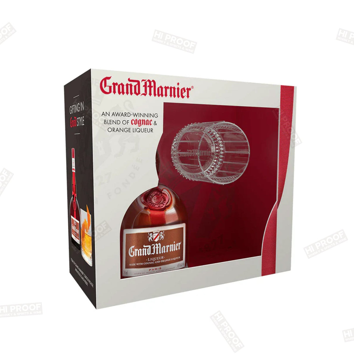Grand marnier liqueur with rock glass gift set 750ml - Hi Proof - Grand Marnier