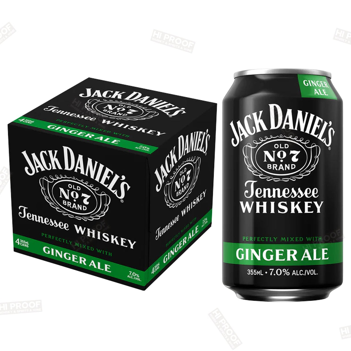 Jack Daniel's Tennessee Whiskey, Ginger Ale Cocktail - 4pk/355ml Cans - Hi Proof - Jack Daniel's