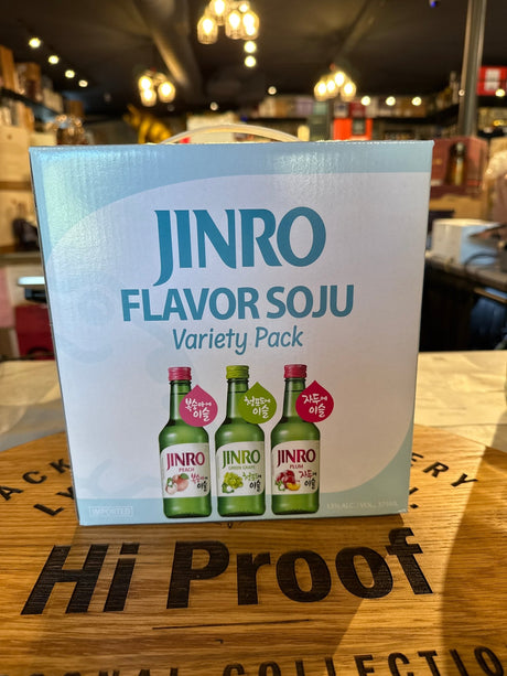 JINRO SOJU VARIETY GREEN GRAPE/PLUM/PEACH PACK OF 6 Bottles 375ml 진로 소주 버라이어티 팩 - Hi Proof - Jinro