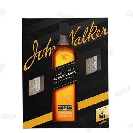Johnnie Walker Black With 2 Glasses 750ml - Hi Proof - JOHNNIE WALKER