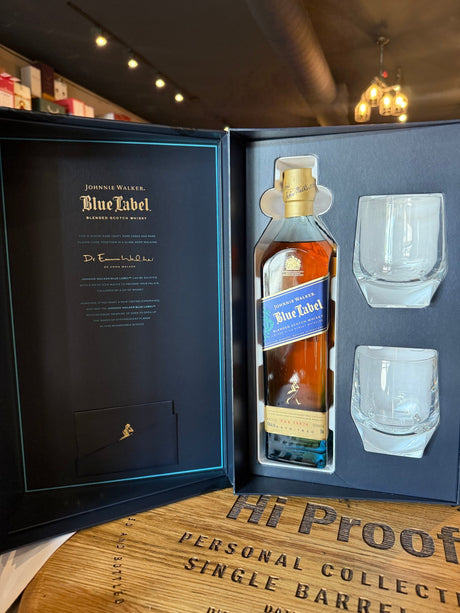 Johnnie walker Blue 750mL with 2 Crystal Glass Gift Pack - Hi Proof - JOHNNIE WALKER