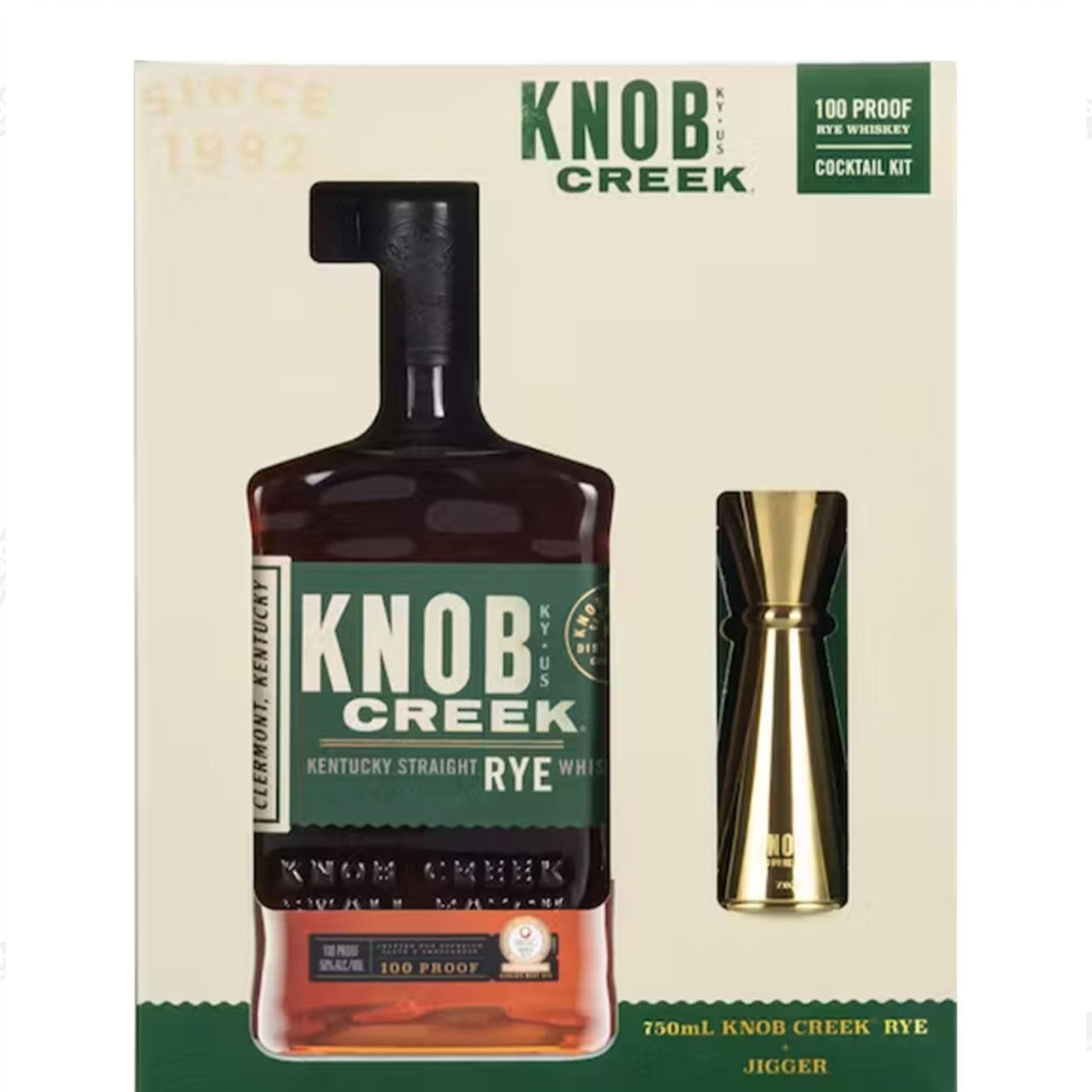 Knob Creek Rye 100 Proof Jigger Gift Set 750ml - Hi Proof - Knob Creek