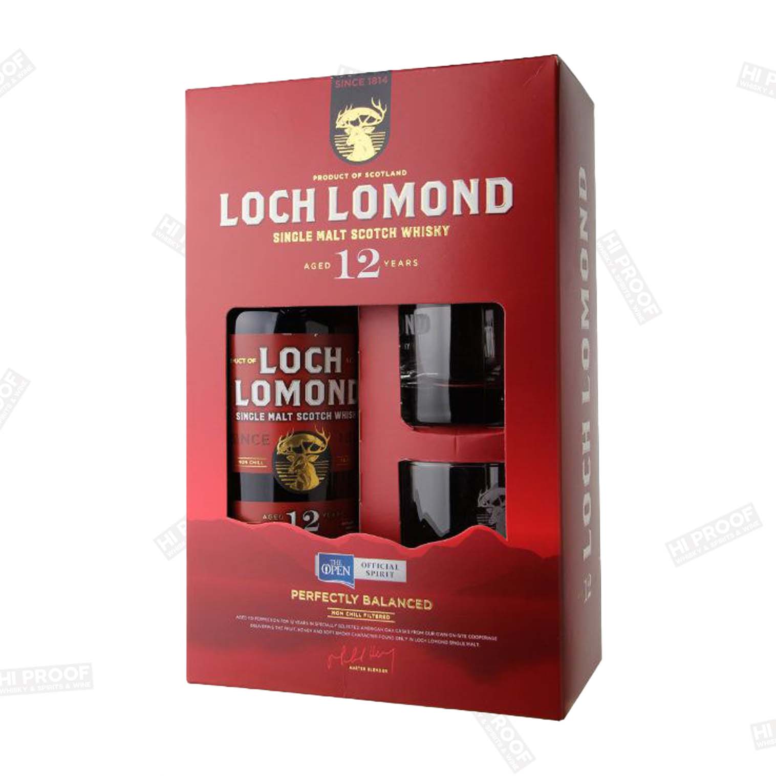 Loch Lomond 12 Year Scotch Gift Set with Glasses – Hi Proof