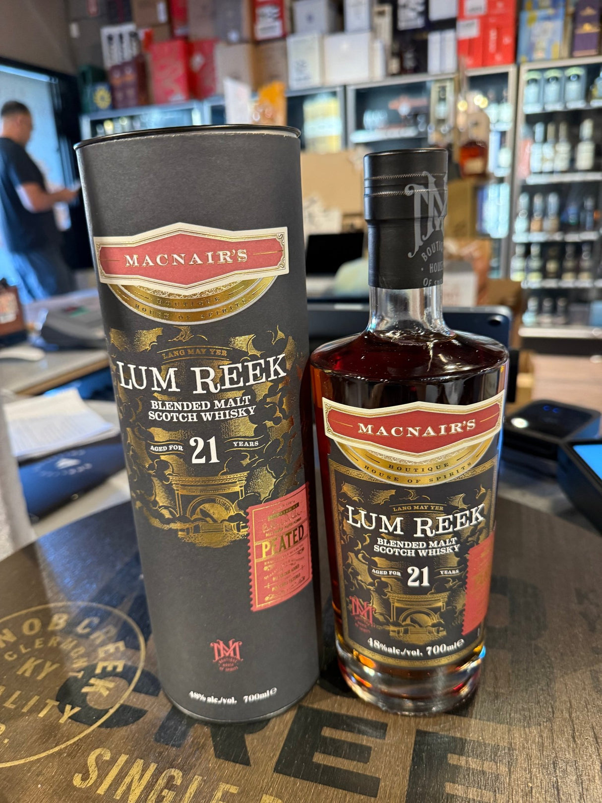 MacNair's Lum Reek 21 Year Peated Blened Malt 48% Alc 700ml - Hi Proof - MacNair's