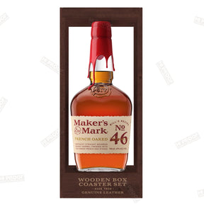 Maker's Mark 46 French Oaked wooden box coaster set - 750ml Bottle - Hi Proof - Maker's Mark