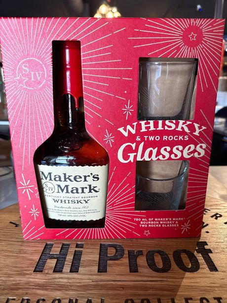 Maker’s Mark Kentucky Straight Bourbon Whisky 2 Rocks Glasses Set - Hi Proof - Maker's Mark