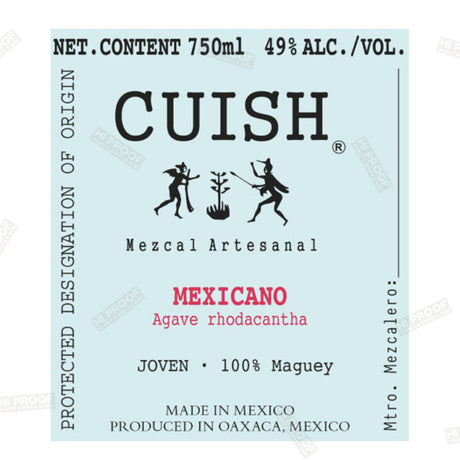 Mezcal Cuish Destilado de Agave, Mexicano 'Francisco Garcia Leon' 750ml - Hi Proof - Mezcal Cuish