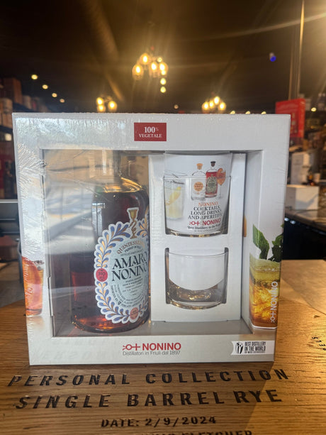 Nonino Amaro Quintess Liqueur with 2 Glasses Gift Set 750ml - Hi Proof - Nonino
