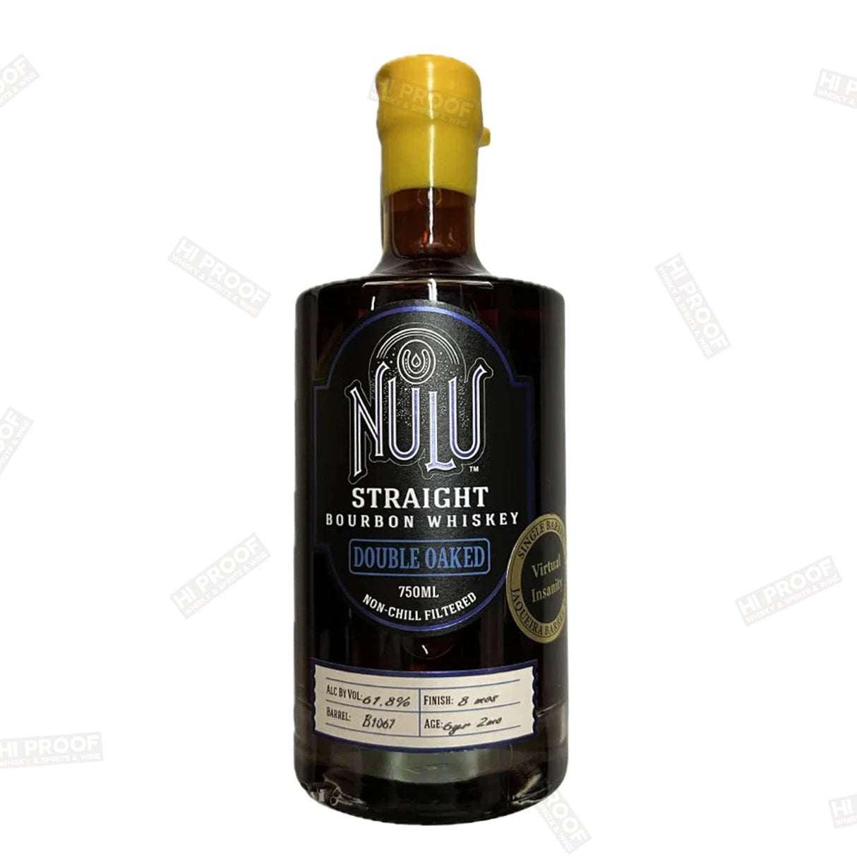 Nulu Double Oaked Single Barrel Bourbon Whiskey Finished in Jaquera Wine Barrels 750ml - Hi Proof - Nulu