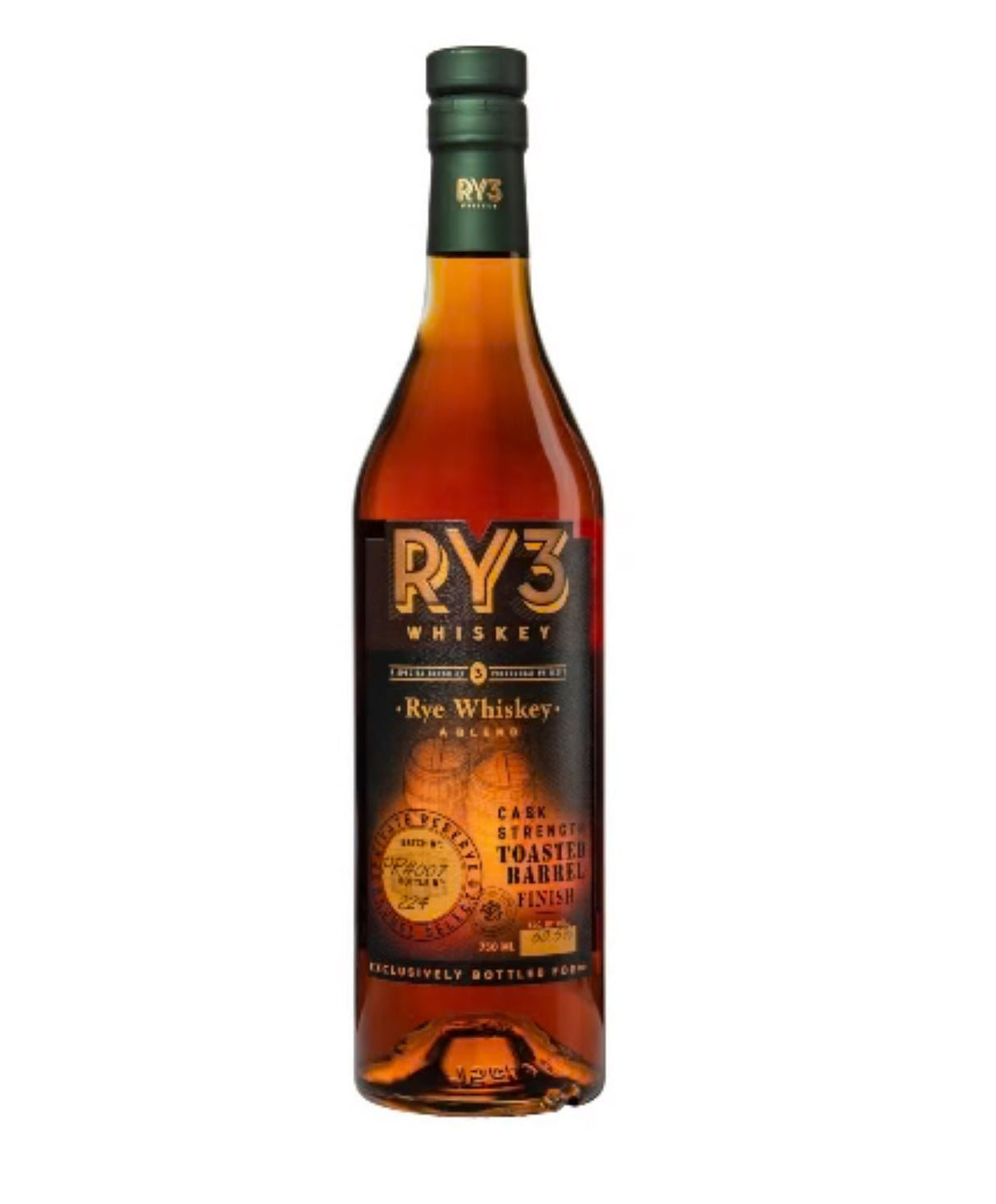 Ry3 Whiskey Cask Strength Toasted Barrel Finish Rye Whiskey - Hi Proof - Ry3